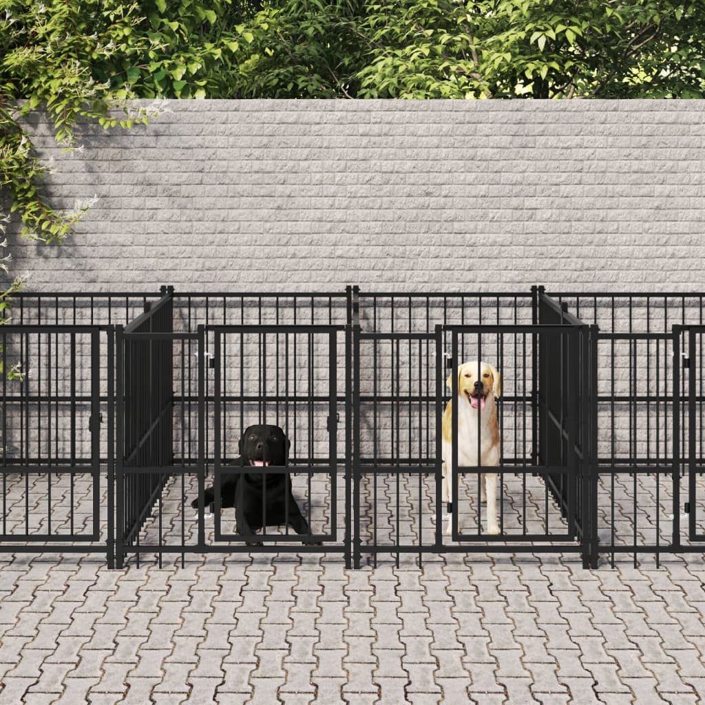 vidaXL Hondenkennel voor buiten 5,63 m² staal