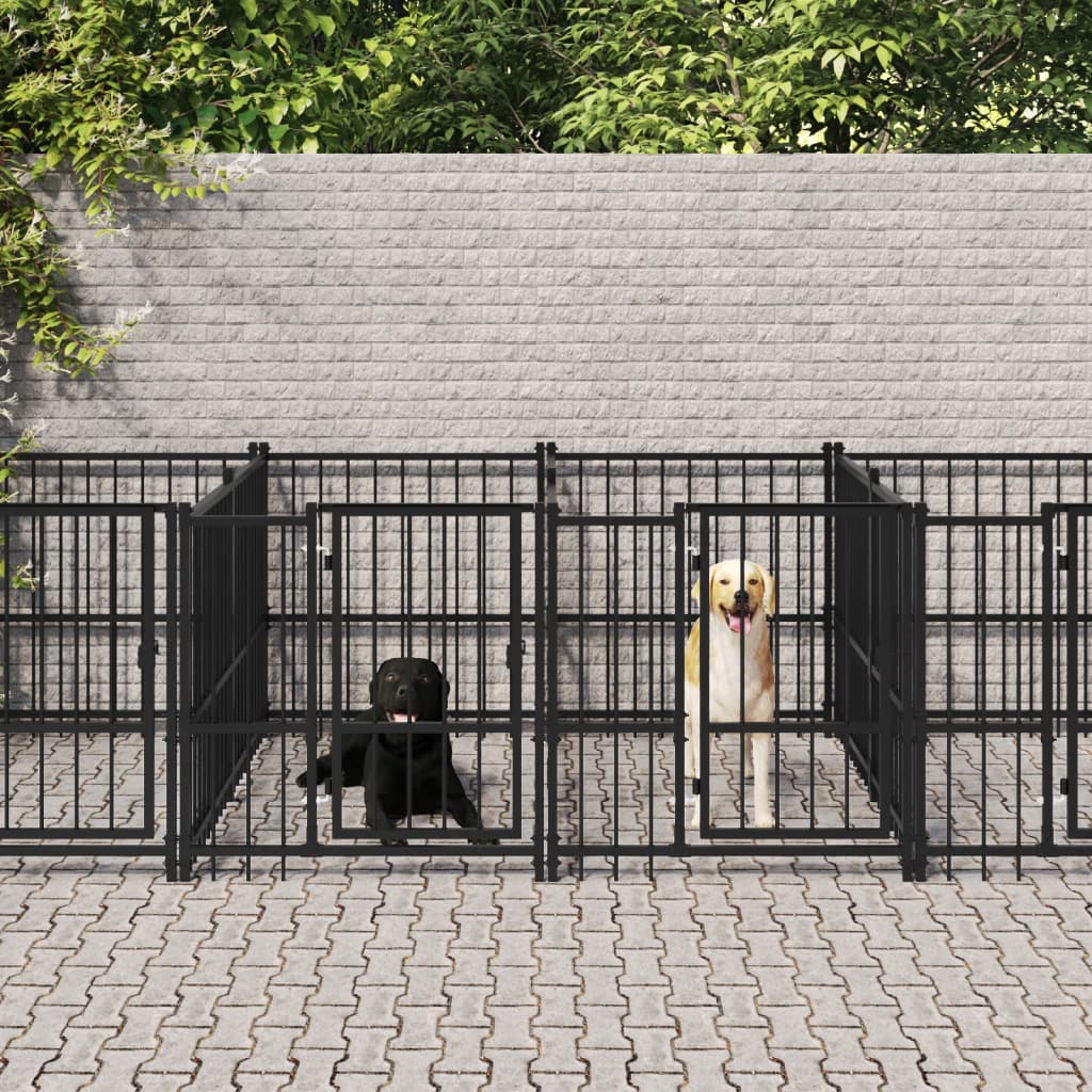 vidaXL Hondenkennel voor buiten 5,63 m² staal