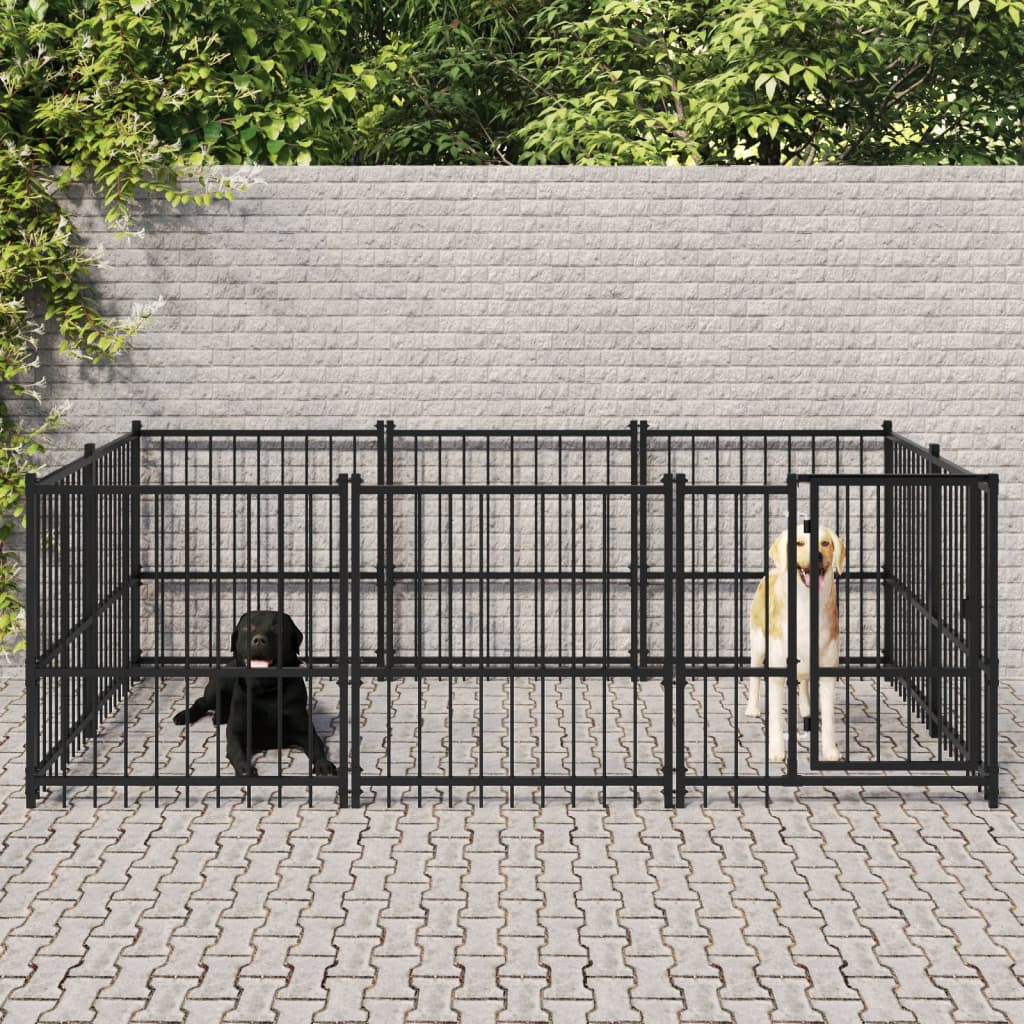 vidaXL Outdoor Dog Kennel 15.02 m² Steel