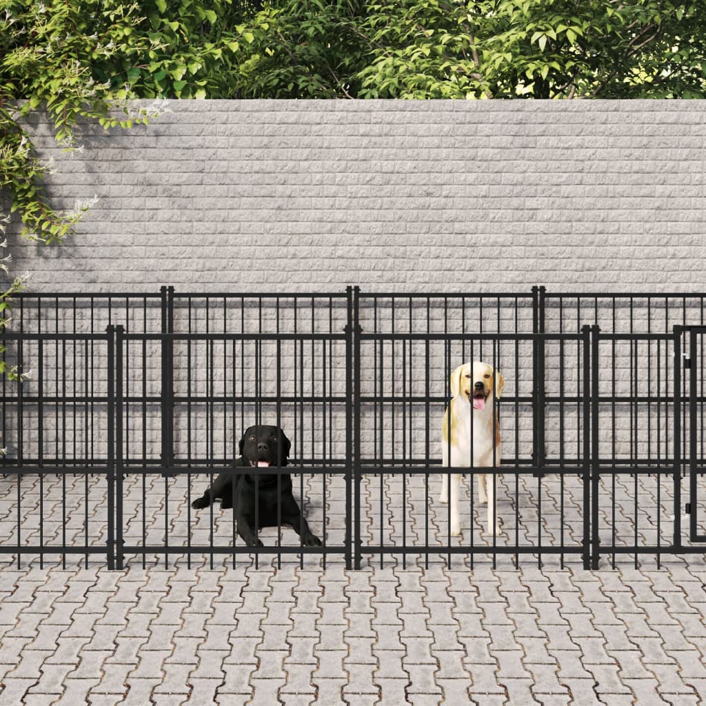 vidaXL Outdoor Dog Kennel 15.02 m² Steel