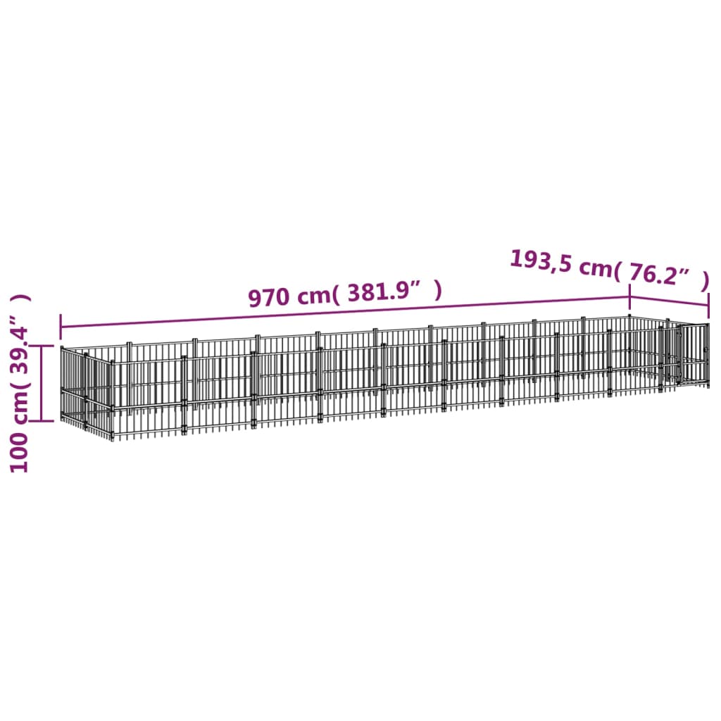 vidaXL Outdoor Dog Kennel 15.02 m² Steel