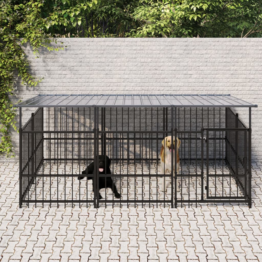 vidaXL Outdoor Dog Kennel 15.02 m² Steel