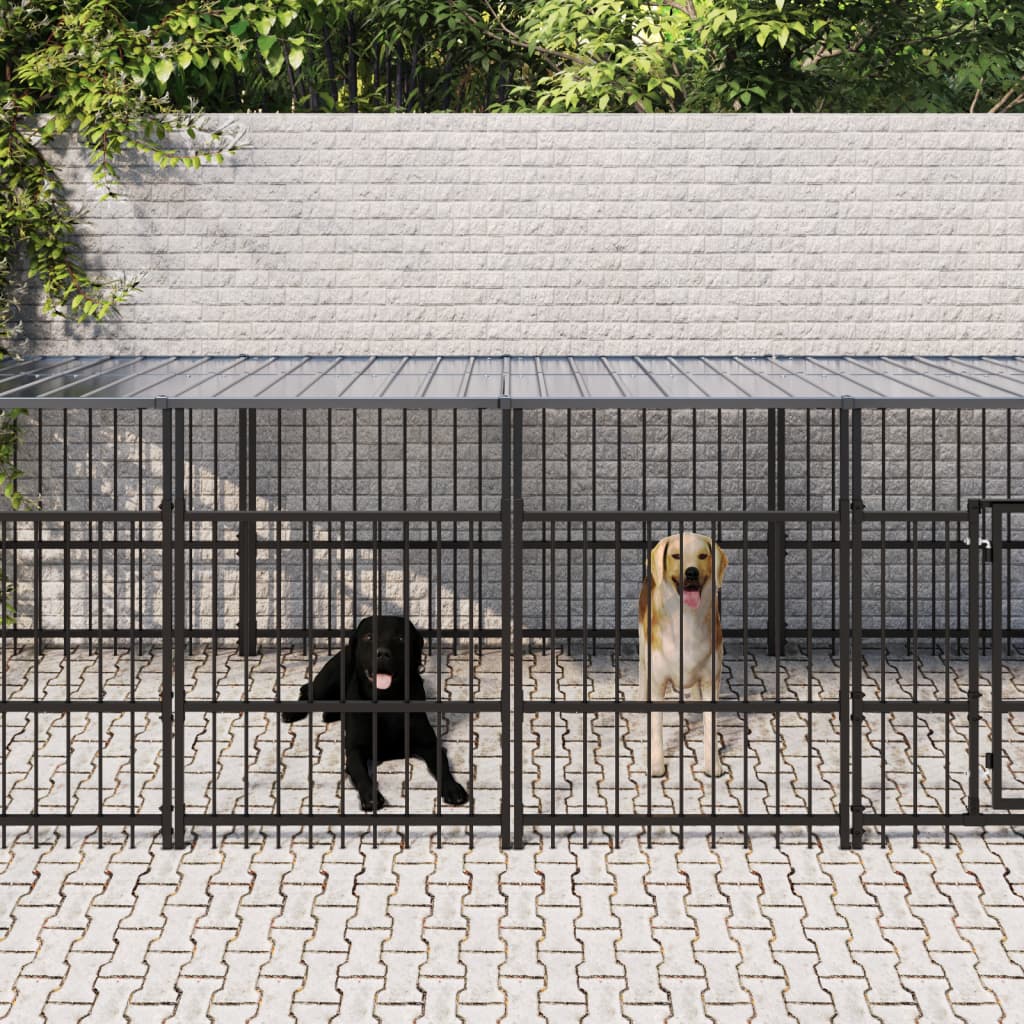 vidaXL Outdoor Dog Kennel 15.02 m² Steel
