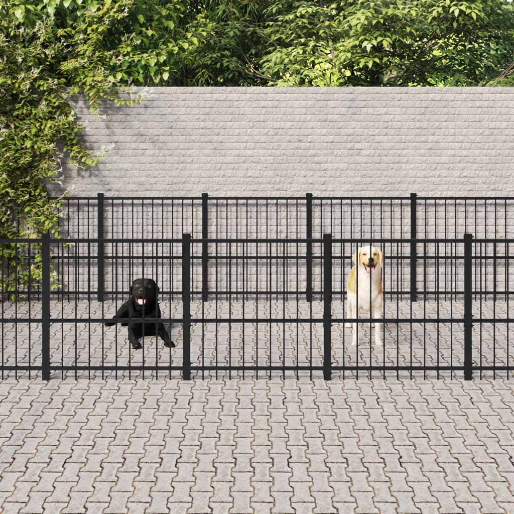 vidaXL Hondenkennel voor buiten 18,82 m² staal