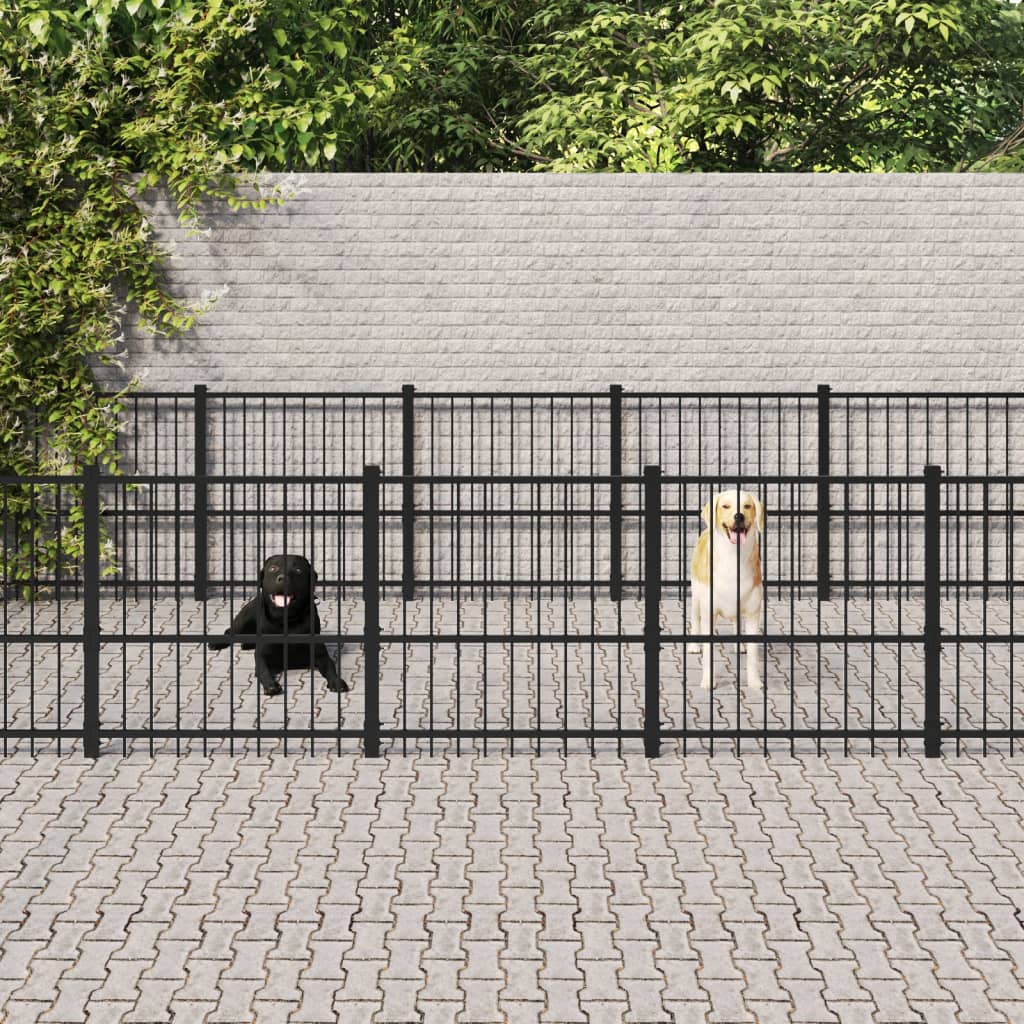 vidaXL Hondenkennel voor buiten 18,82 m² staal