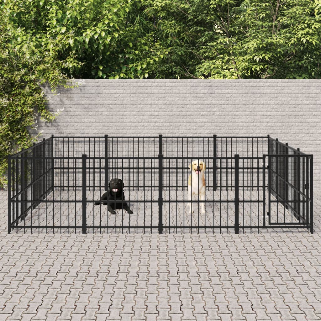 vidaXL Hondenkennel voor buiten 18,82 m² staal
