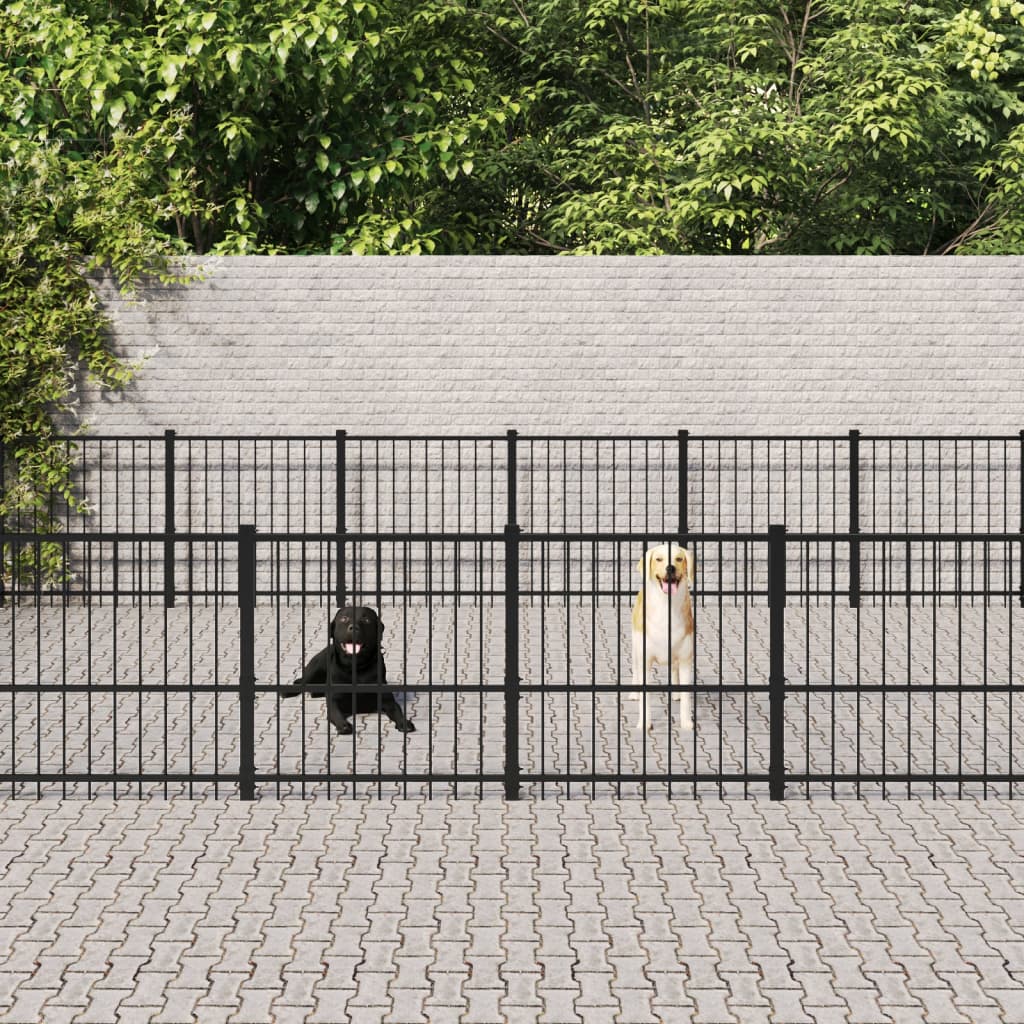 vidaXL Hondenkennel voor buiten 18,82 m² staal