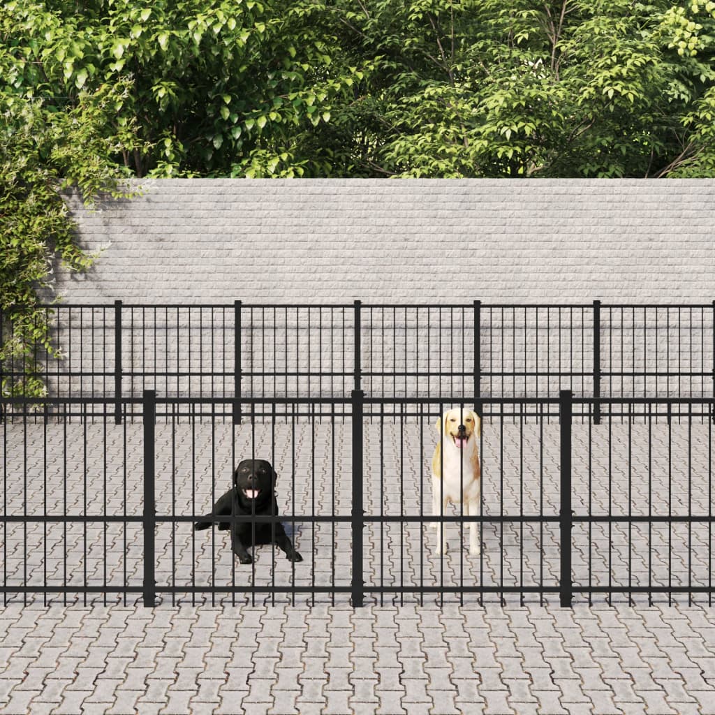 vidaXL Hondenkennel voor buiten 18,82 m² staal