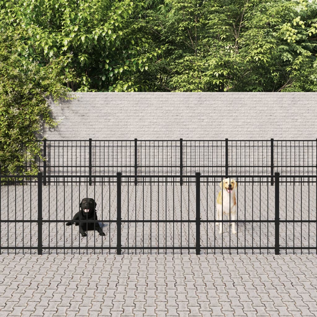 vidaXL Hondenkennel voor buiten 18,82 m² staal