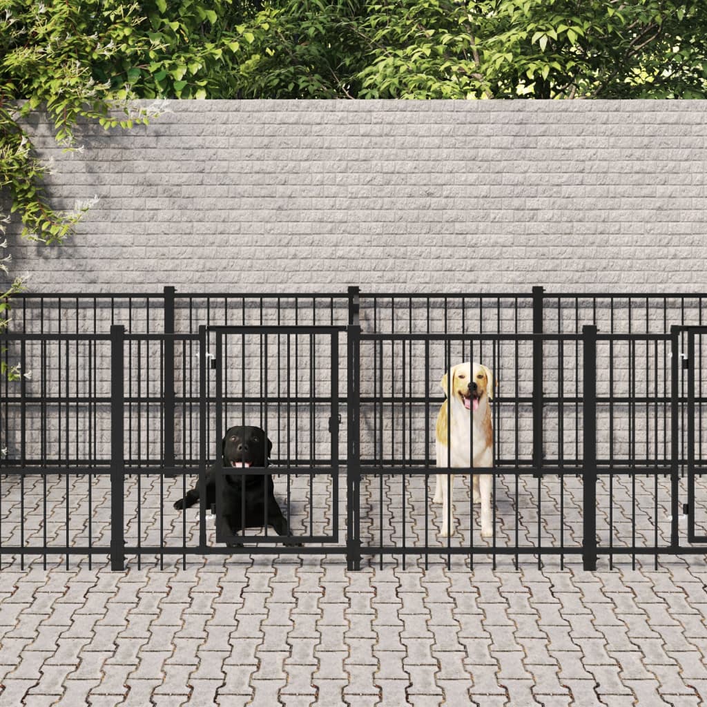 vidaXL Outdoor Dog Kennel 11.26 m² Steel