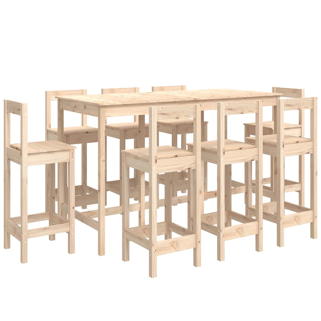 vidaXL 9-delige Barset massief grenenhout