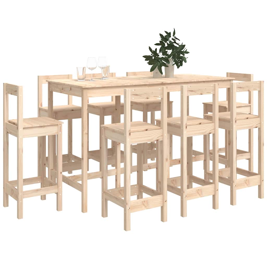 vidaXL 9-delige Barset massief grenenhout
