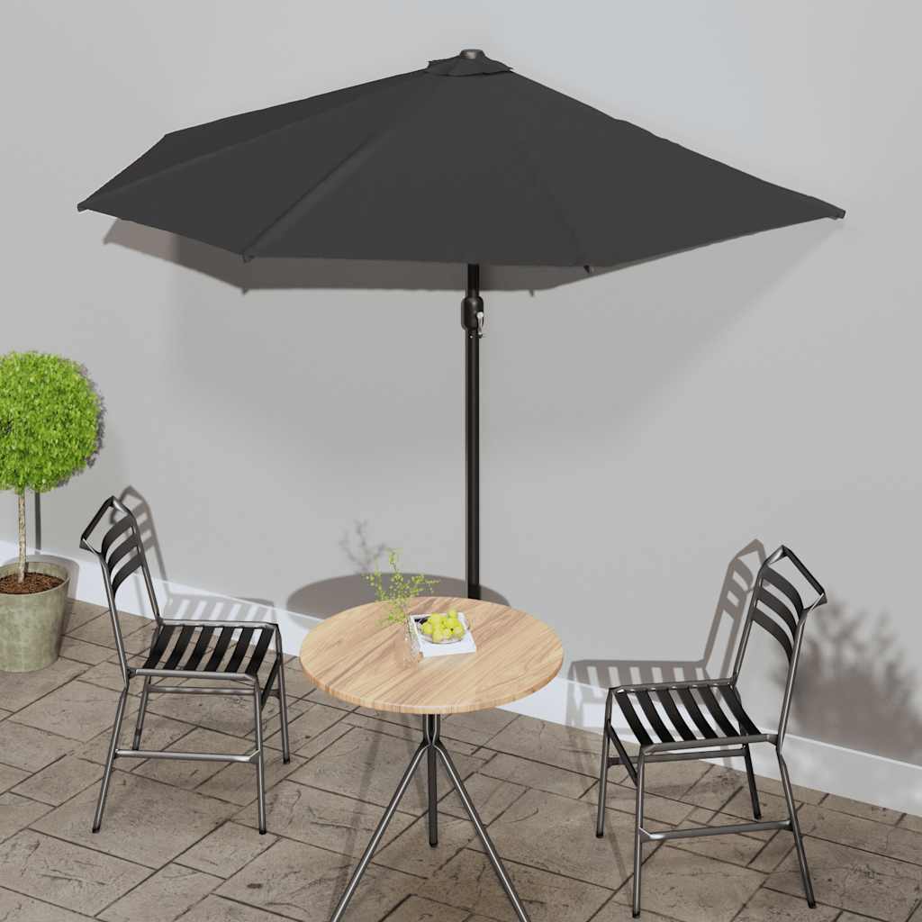 vidaXL Balkonparasol half met aluminium paal 270x144x222 cm terracotta