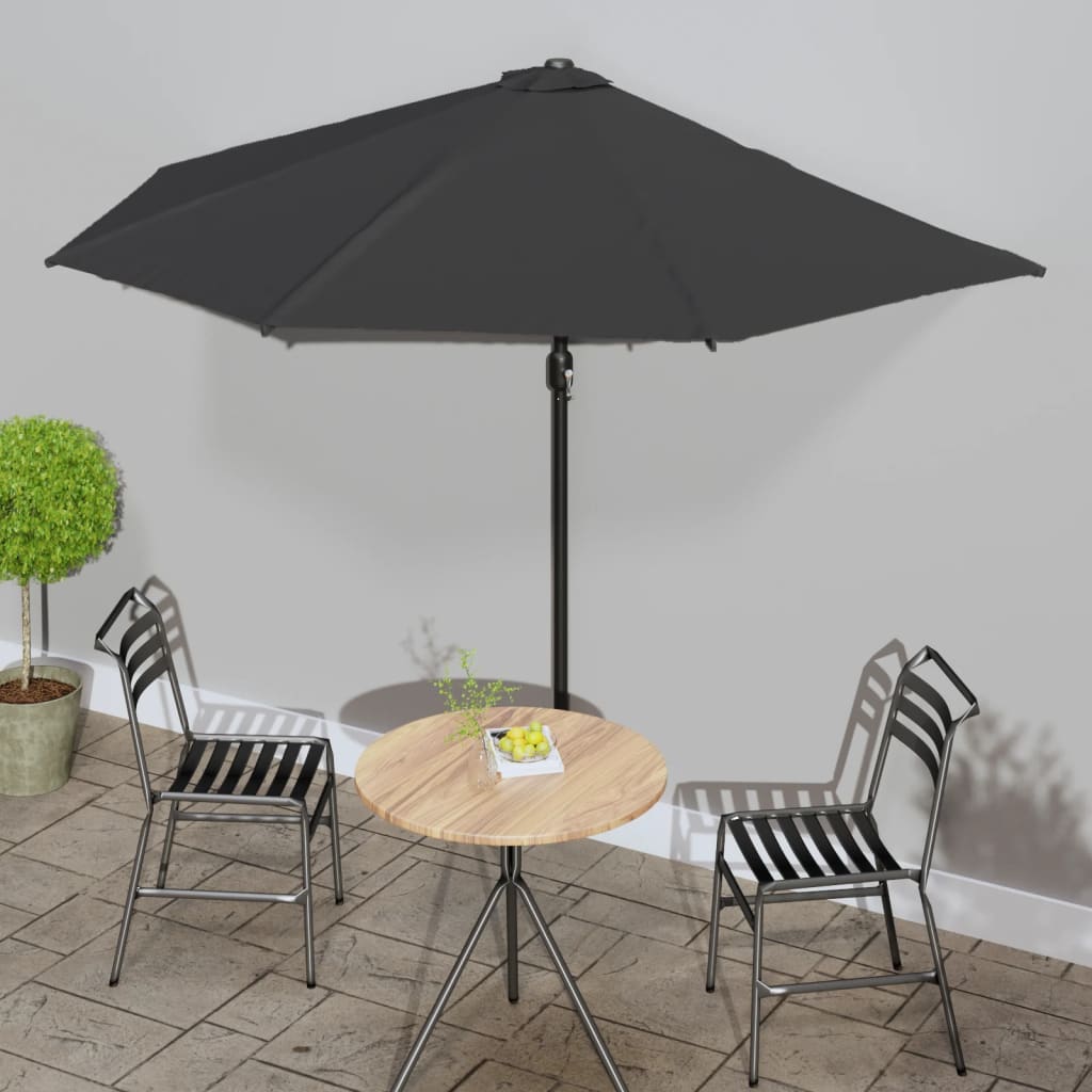 vidaXL Balkonparasol half met aluminium paal 270x144x222 cm terracotta