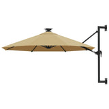 vidaXL Wandparasol met LED's 300 cm zandkleurig