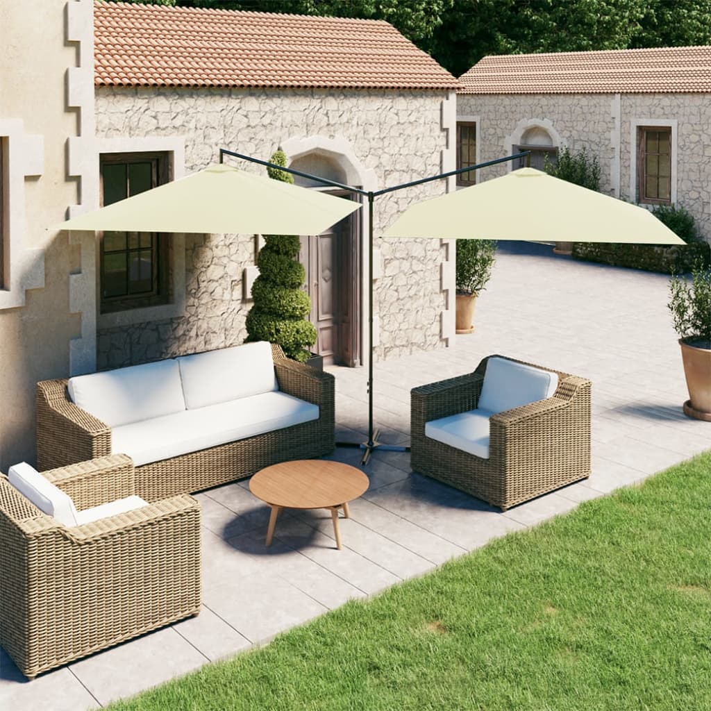 vidaXL Parasol dubbel met stalen paal 600x300 cm antracietkleurig