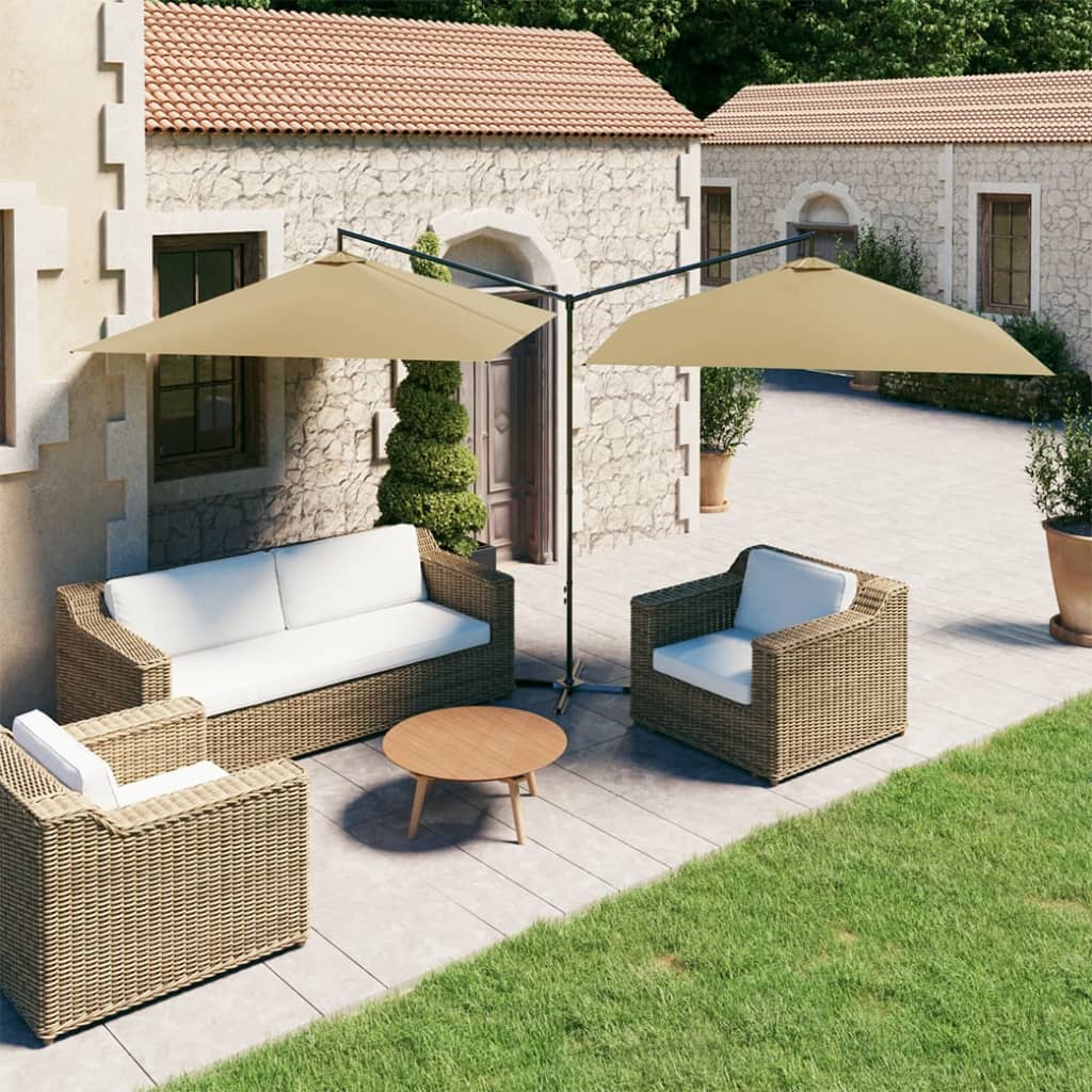 vidaXL Parasol dubbel met stalen paal 600x300 cm antracietkleurig