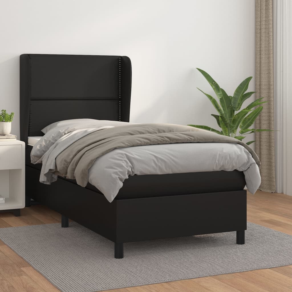 vidaXL Boxspring met matras kunstleer zwart 80x200 cm