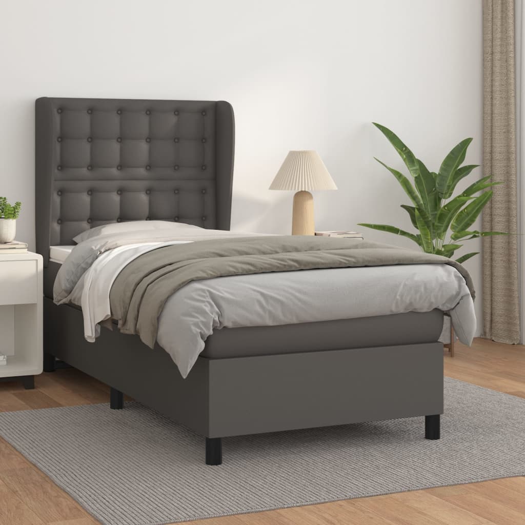 vidaXL Boxspring met matras kunstleer zwart 80x200 cm