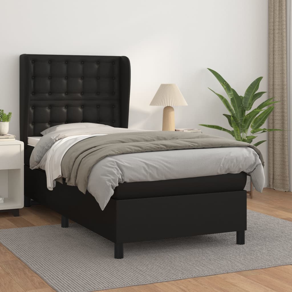 vidaXL Boxspring met matras kunstleer zwart 80x200 cm
