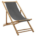 vidaXL Sunlounger bamboo and canvas dark grey