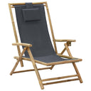 vidaXL Recliner Adjustable Bamboo and Fabric Dark Grey