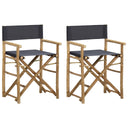 vidaXL Director's Chairs 2 pcs foldable dark grey bamboo and fabric