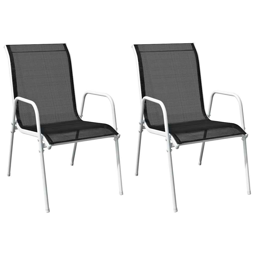 vidaXL Tuinstoelen stapelbaar 2 st staal en textileen zwart