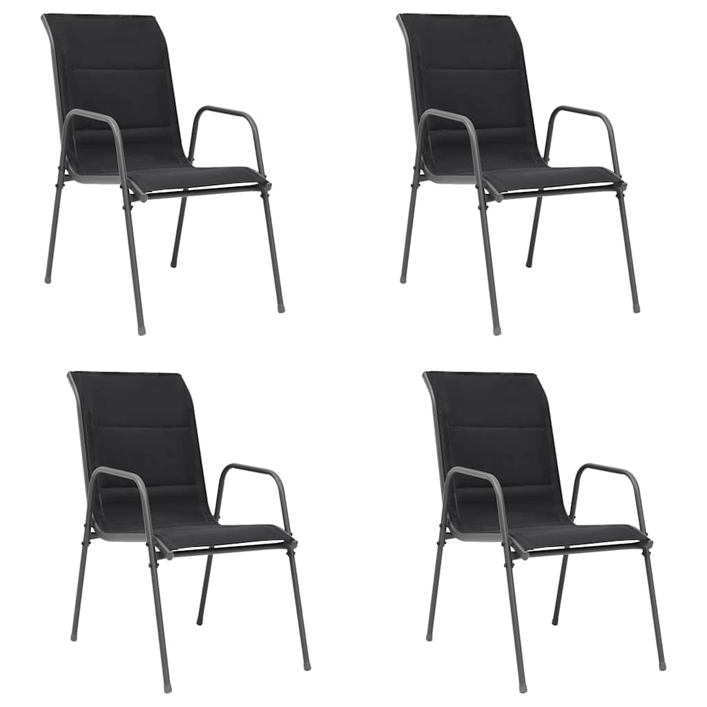 vidaXL Tuinstoelen stapelbaar 2 st staal en textileen zwart