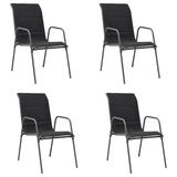 vidaXL Tuinstoelen stapelbaar 2 st staal en textileen zwart