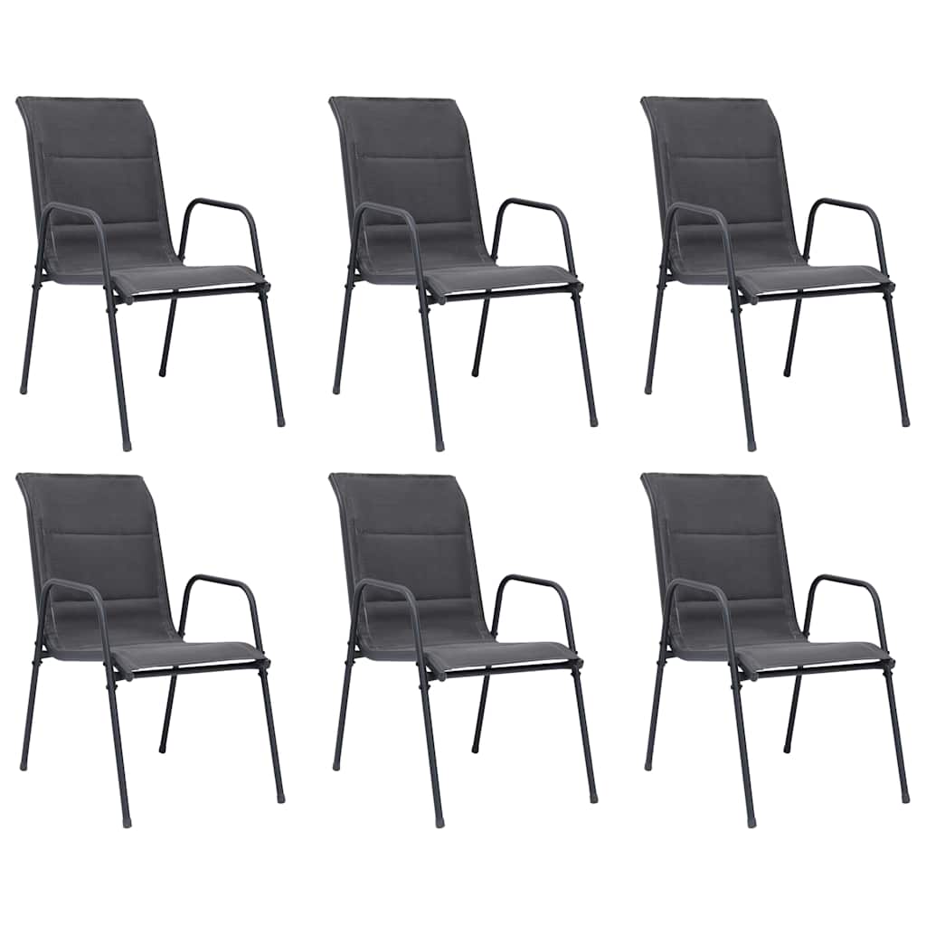 vidaXL Garden Chairs 6 pcs Stackable Steel and Textilene Anthracite