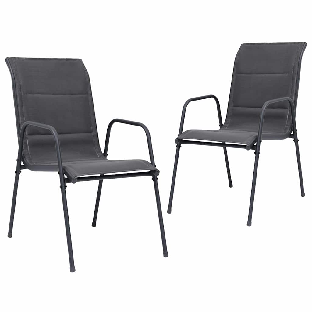 vidaXL Garden Chairs 6 pcs Stackable Steel and Textilene Anthracite