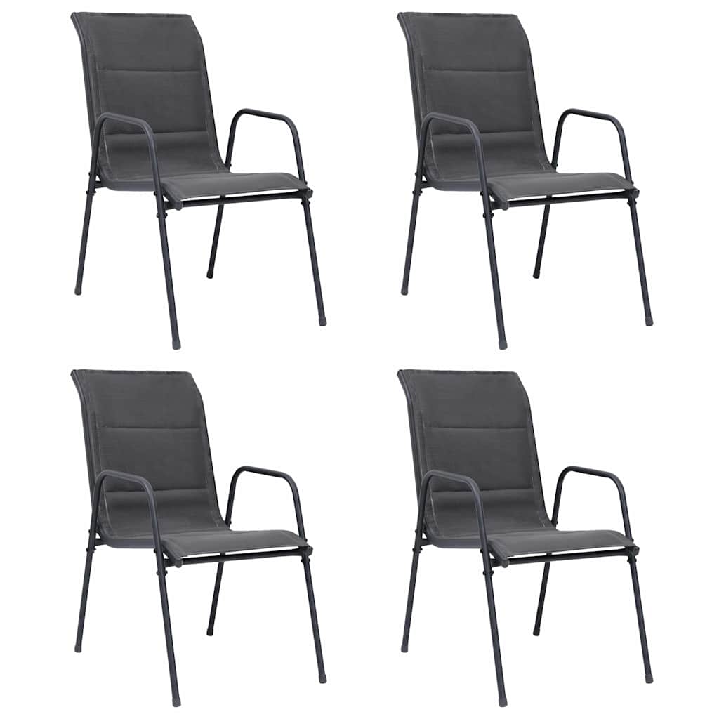 vidaXL Garden Chairs 6 pcs Stackable Steel and Textilene Anthracite