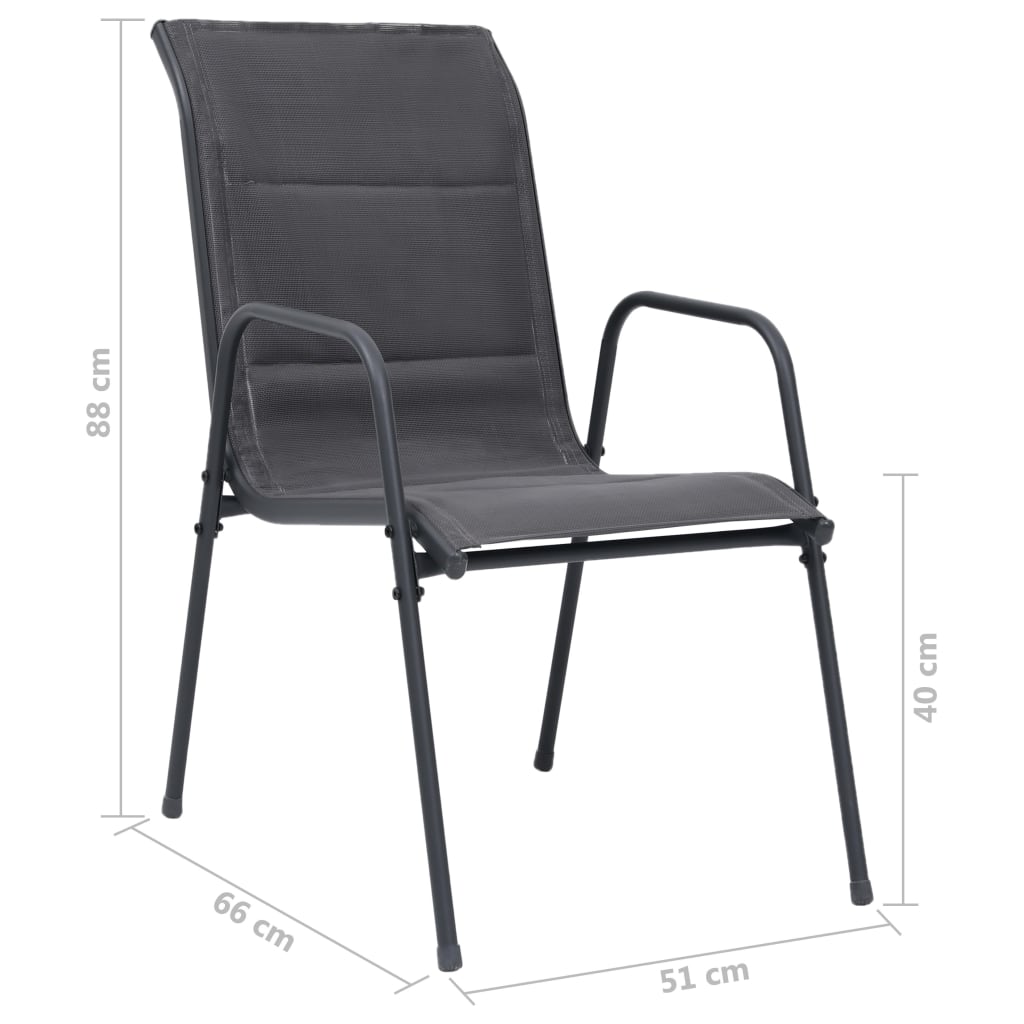 vidaXL Garden Chairs 6 pcs Stackable Steel and Textilene Anthracite