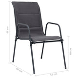 vidaXL Garden Chairs 6 pcs Stackable Steel and Textilene Anthracite