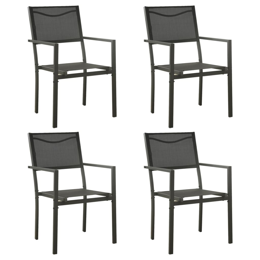 vidaXL Tuinstoelen 2 st textileen en staal zwart en antracietkleurig
