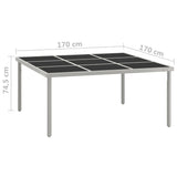 vidaXL Garden table 170x170x74.5 cm glass and steel