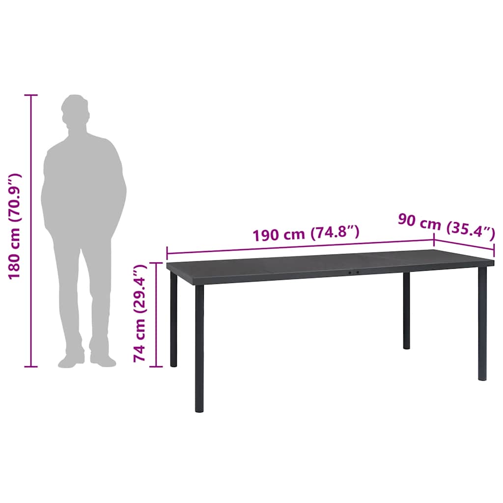 vidaXL Tuintafel 150x90x74 cm staal antracietkleurig