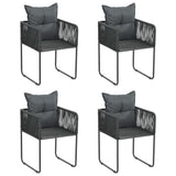 vidaXL Tuinstoelen 4 st met kussens poly rattan zwart