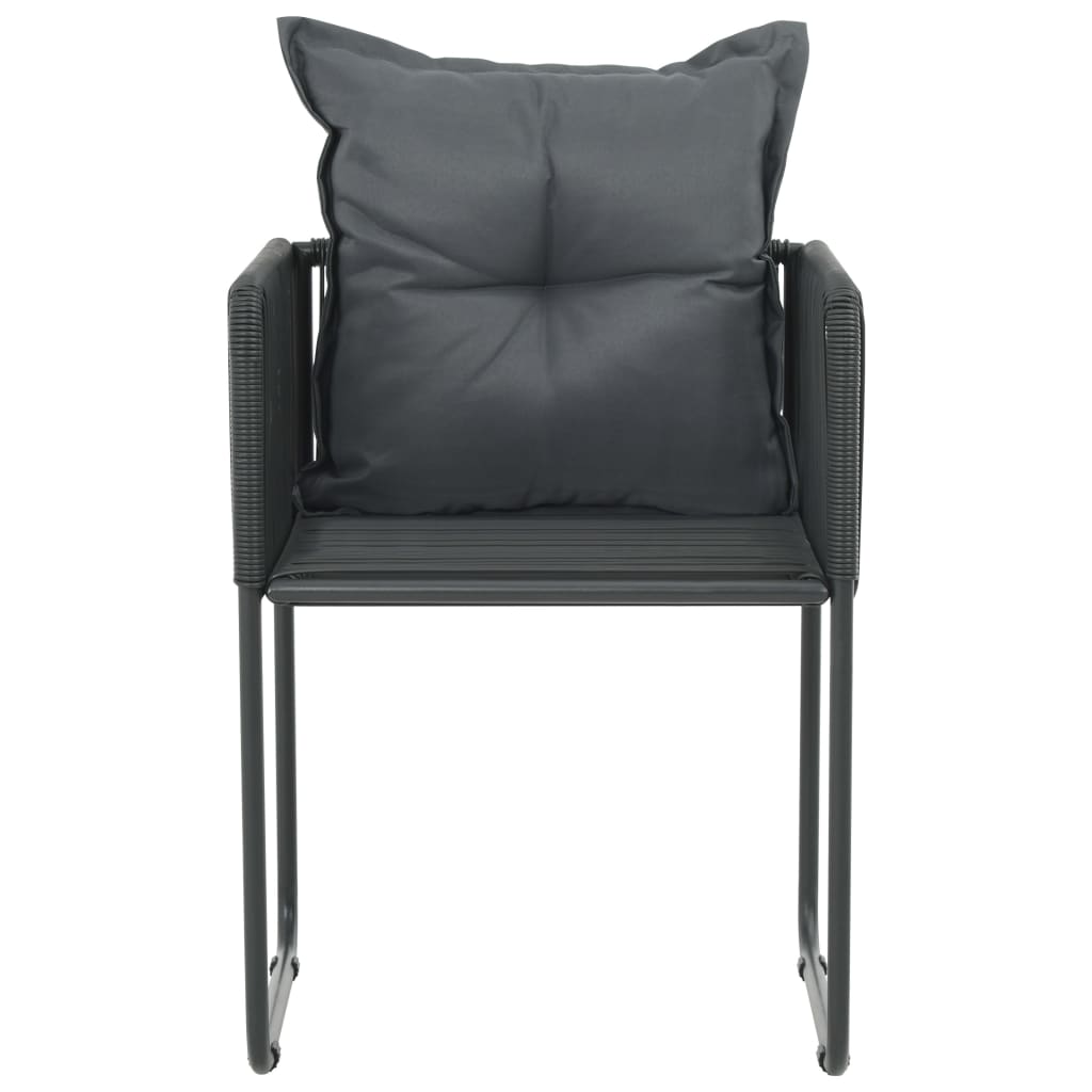 vidaXL Tuinstoelen 4 st met kussens poly rattan zwart
