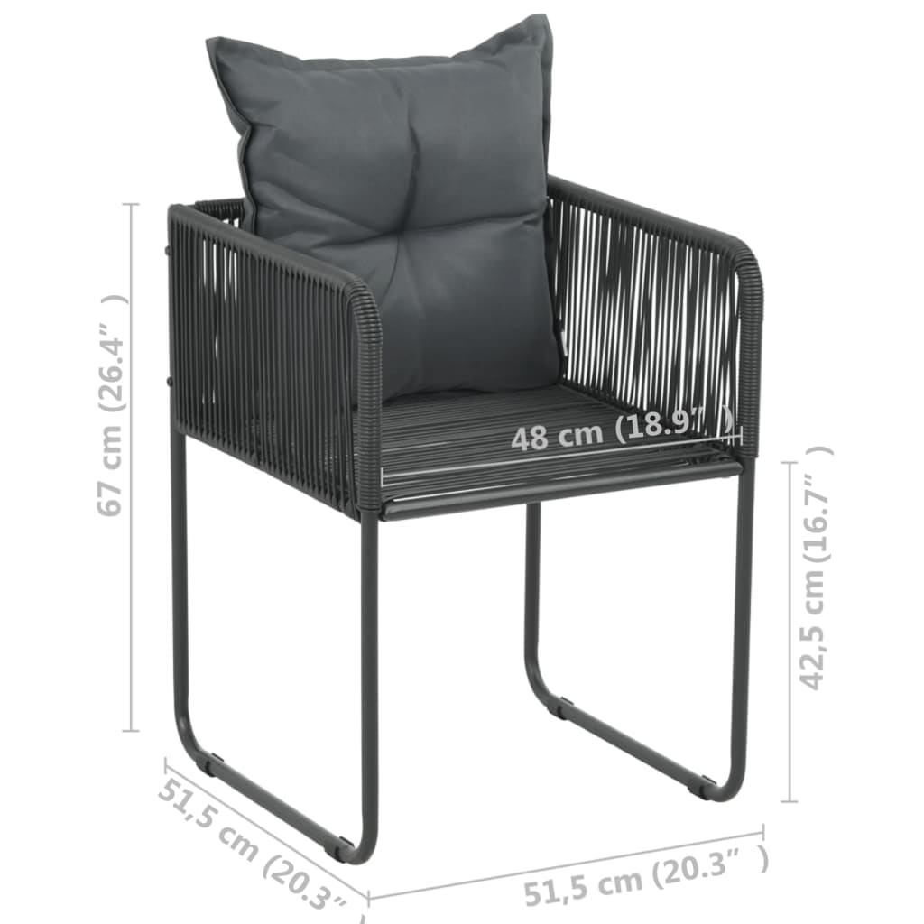 vidaXL Tuinstoelen 4 st met kussens poly rattan zwart
