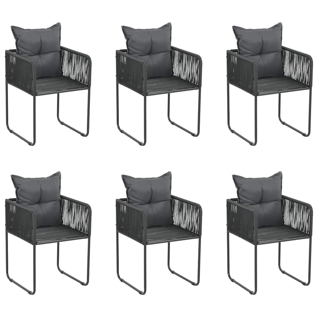vidaXL Tuinstoelen 4 st met kussens poly rattan zwart