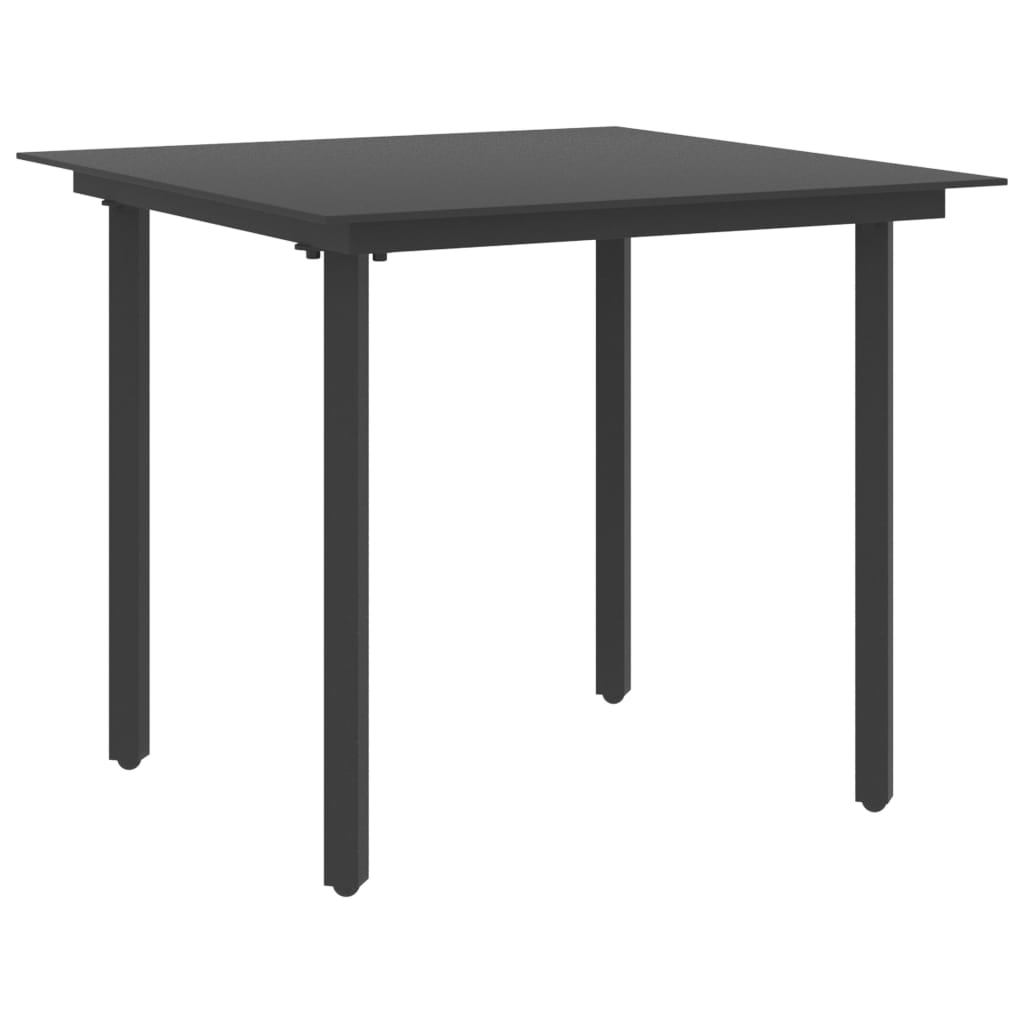 vidaXL Garden Table 80x80x74 cm Steel and Glass Black