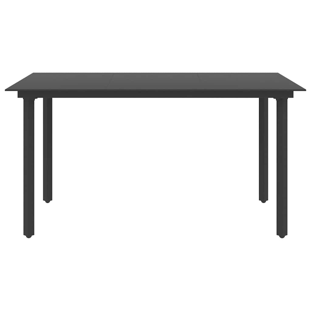 vidaXL Garden Table 80x80x74 cm Steel and Glass Black