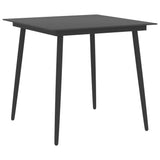 vidaXL Tuintafel 80x80x74 cm staal en glas zwart