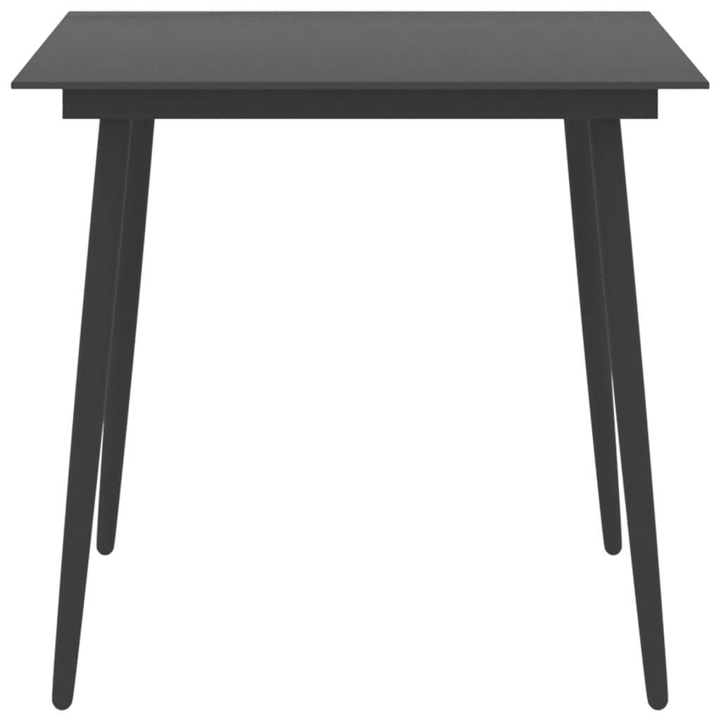 vidaXL Tuintafel 80x80x74 cm staal en glas zwart