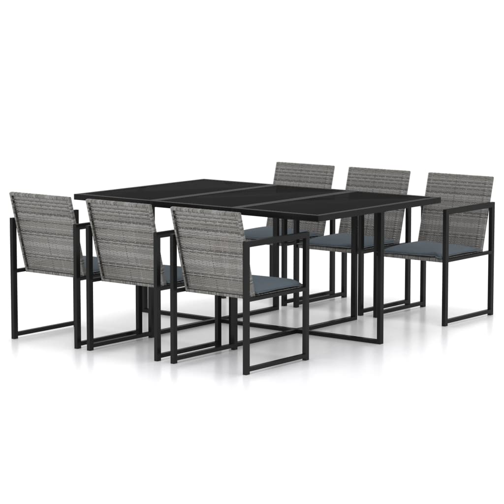 vidaXL 5-piece Garden Lounge Set with Cushions Poly Rattan Grey