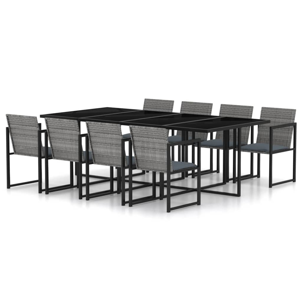 vidaXL 5-piece Garden Lounge Set with Cushions Poly Rattan Grey