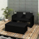 vidaXL 3-delige Loungeset met kussens poly rattan grijs