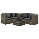 vidaXL 4-Piece Lounge Set with Cushions Poly Rattan Grey